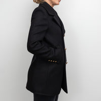 Gucci Black Peacoat with Embroidered Bird Size 40