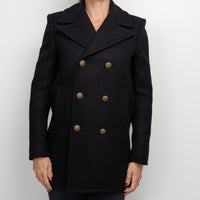Gucci Black Peacoat with Embroidered Bird Size 40