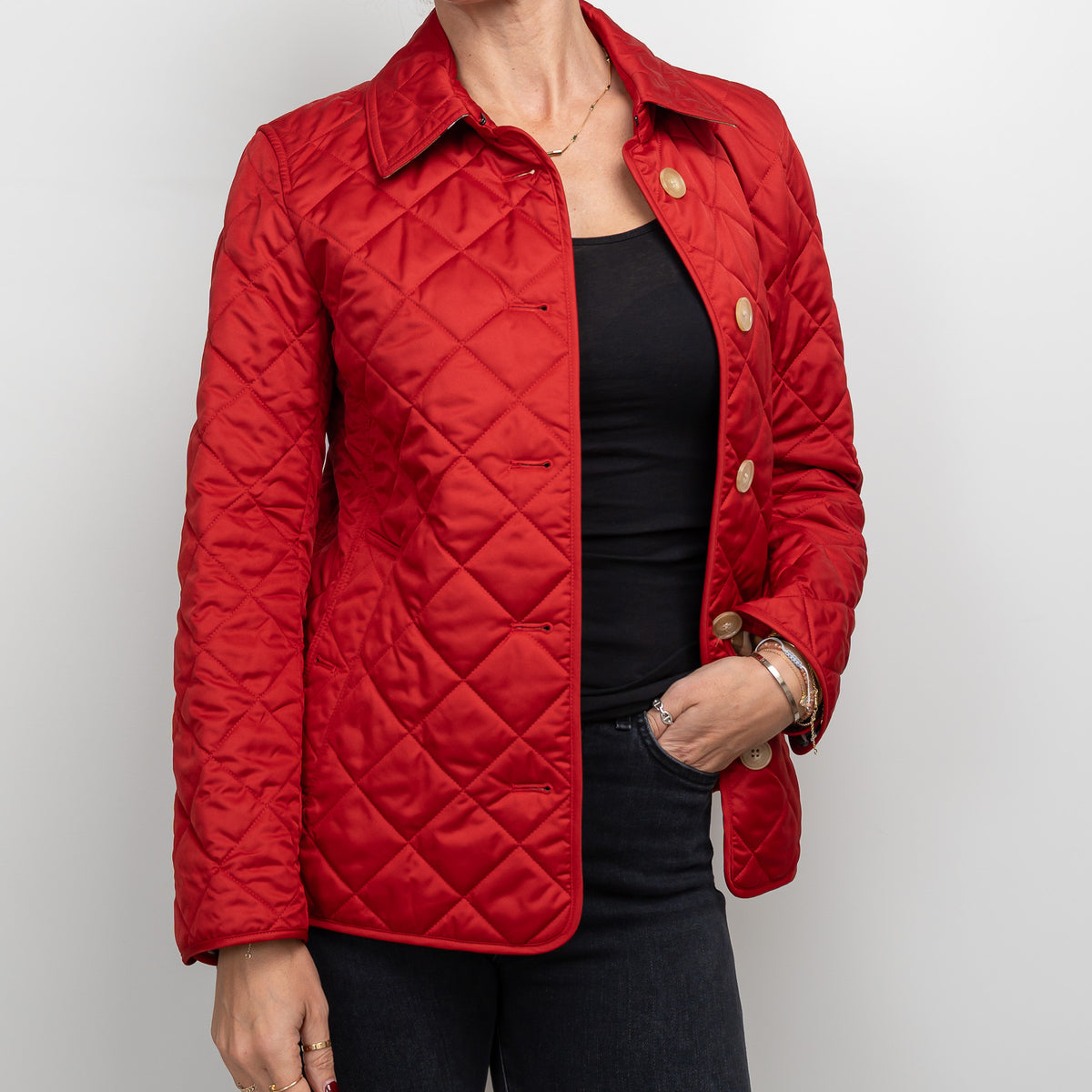 Burberry Red Quilted Jacket Size S