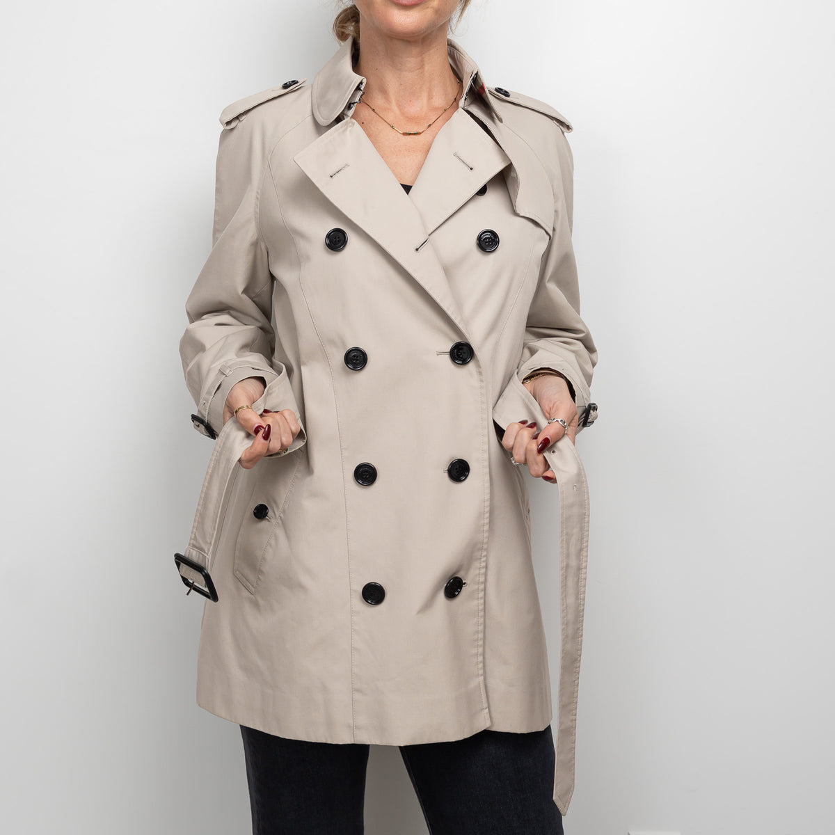 Burberry Beige Belted Long Trench Coat Size 10