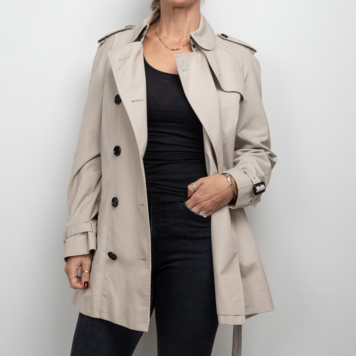 Burberry Beige Belted Long Trench Coat Size 10