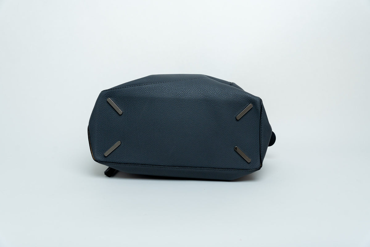 Loewe Large Size "Puzzle" Bag In Grey/Blue Pebbled Leather