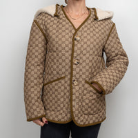 Gucci GG Supreme Shearling Reversible Unisex Jacket Size 42