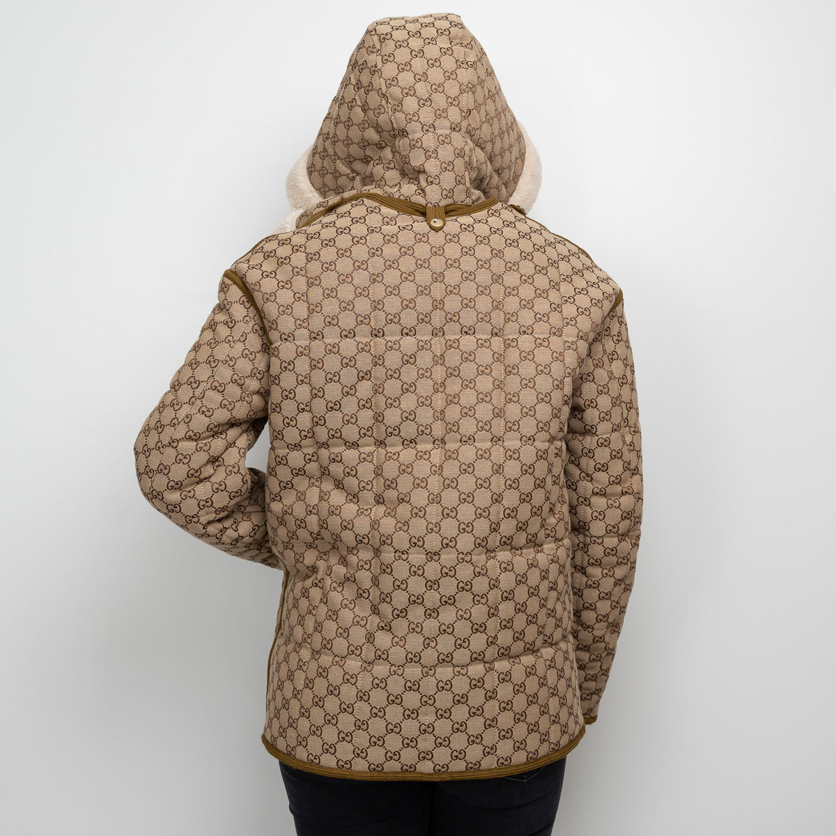 Gucci GG Supreme Shearling Reversible Unisex Jacket Size 42