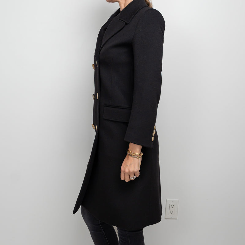 Gucci Black Peacoat with Embroidered Bird Size 40