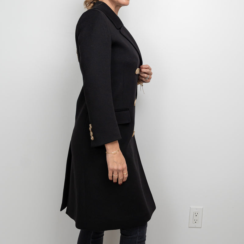 Gucci Black Peacoat with Embroidered Bird Size 40