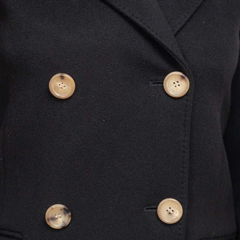 Gucci Black Peacoat with Embroidered Bird Size 40