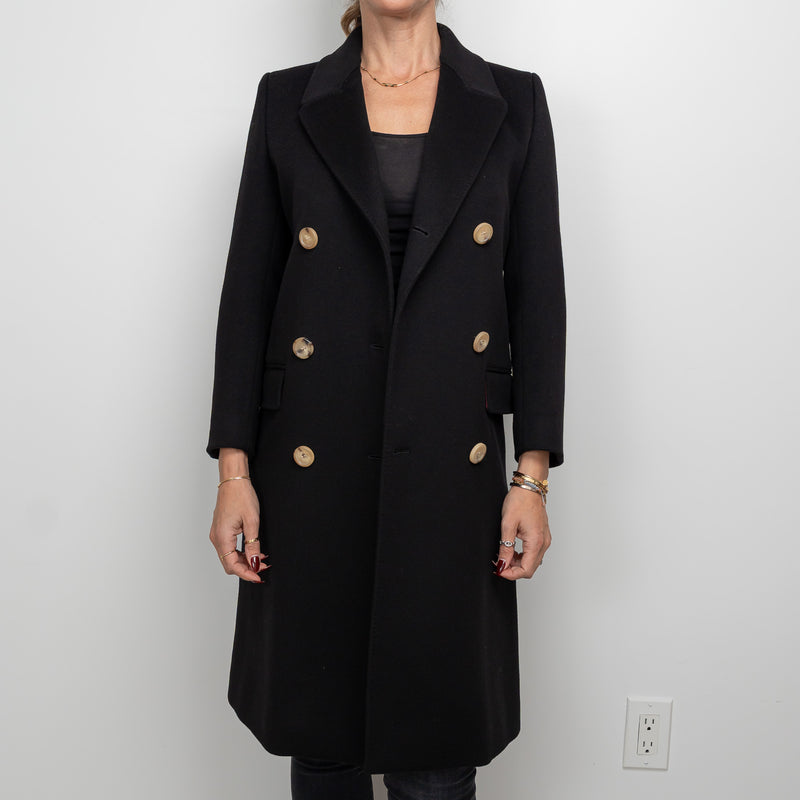 Gucci Black Peacoat with Embroidered Bird Size 40