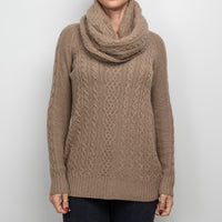 Loro Piana Tan Cashmere Knit Sweater With Circle Scarf Size 40