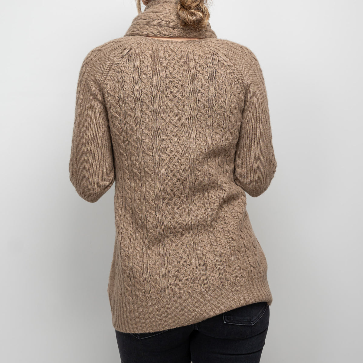 Loro Piana Tan Cashmere Knit Sweater With Circle Scarf Size 40