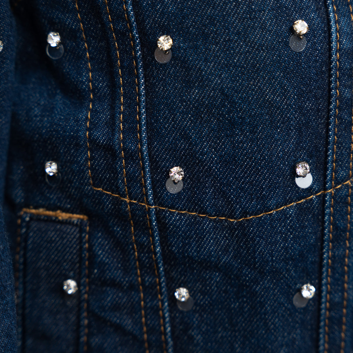 Gucci Navy Denim Crystal Studded Jacket Size 38