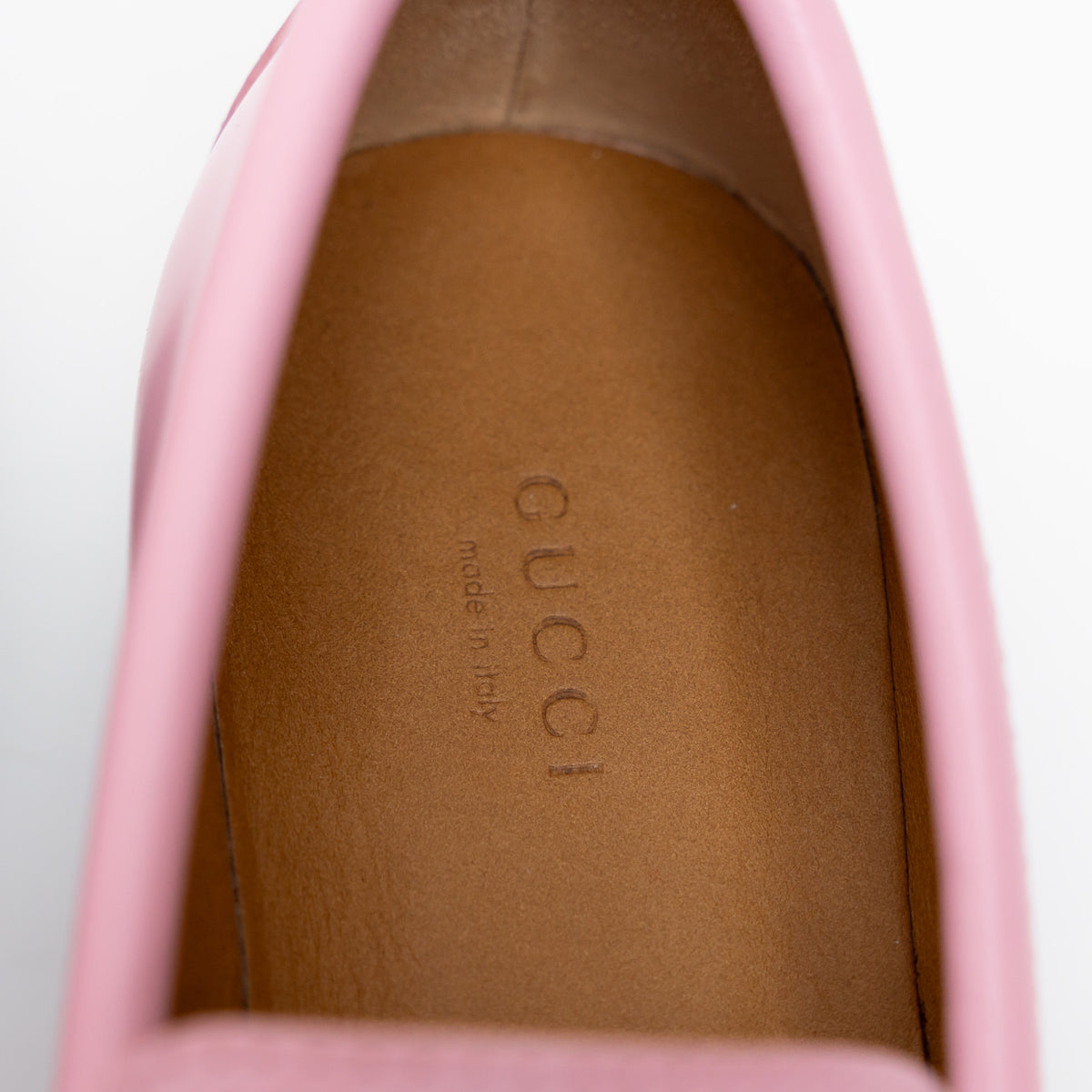 Gucci Pink Leather with Interlocking Gold Double G Loafers Size 39