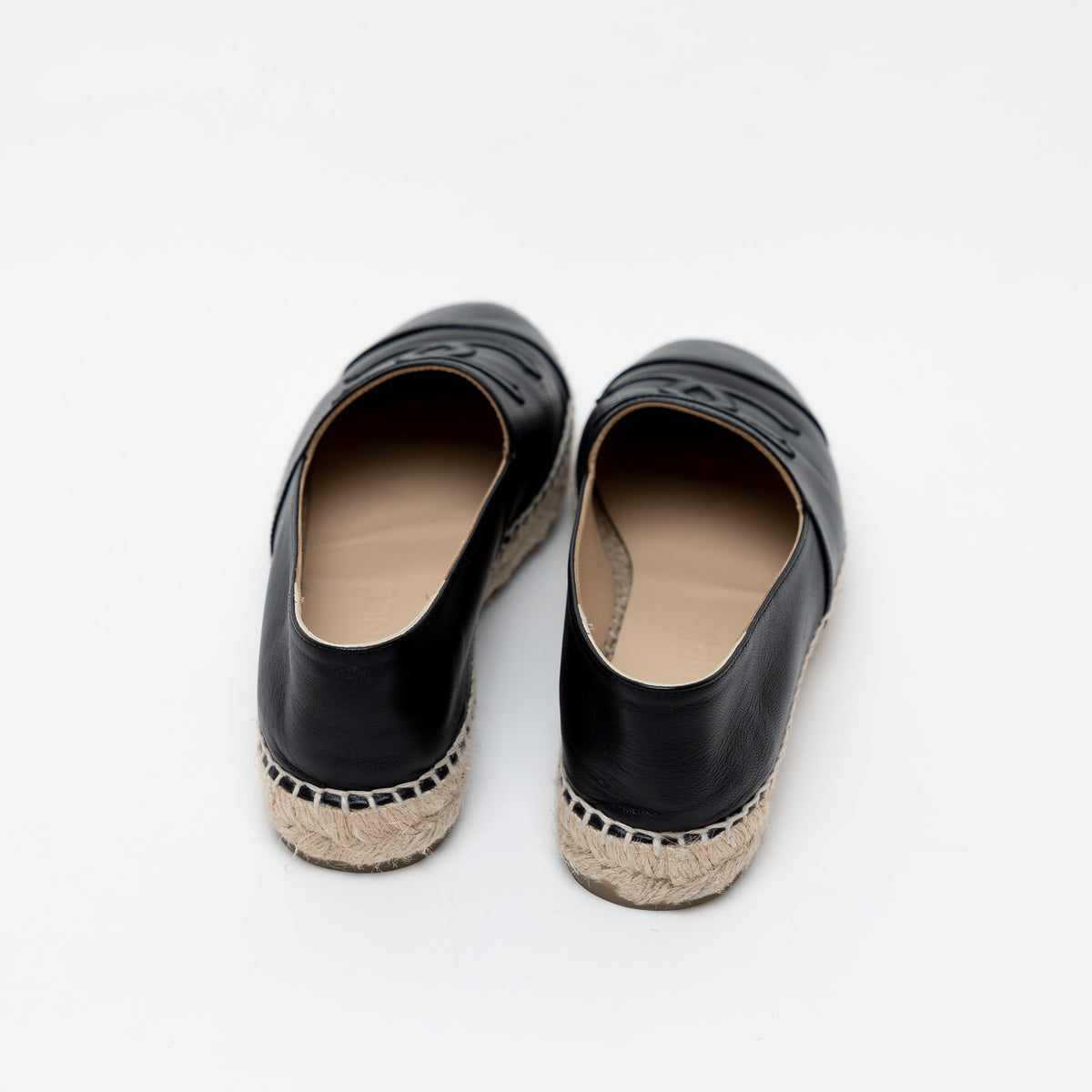 Pre-Loved Chanel™ Black Leather Espadrille Flats Size 38