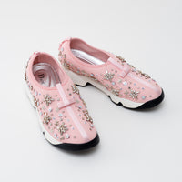 Dior Pink Embellished Mesh Fusion Sneakers Size 38.5