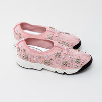 Dior Pink Embellished Mesh Fusion Sneakers Size 38.5