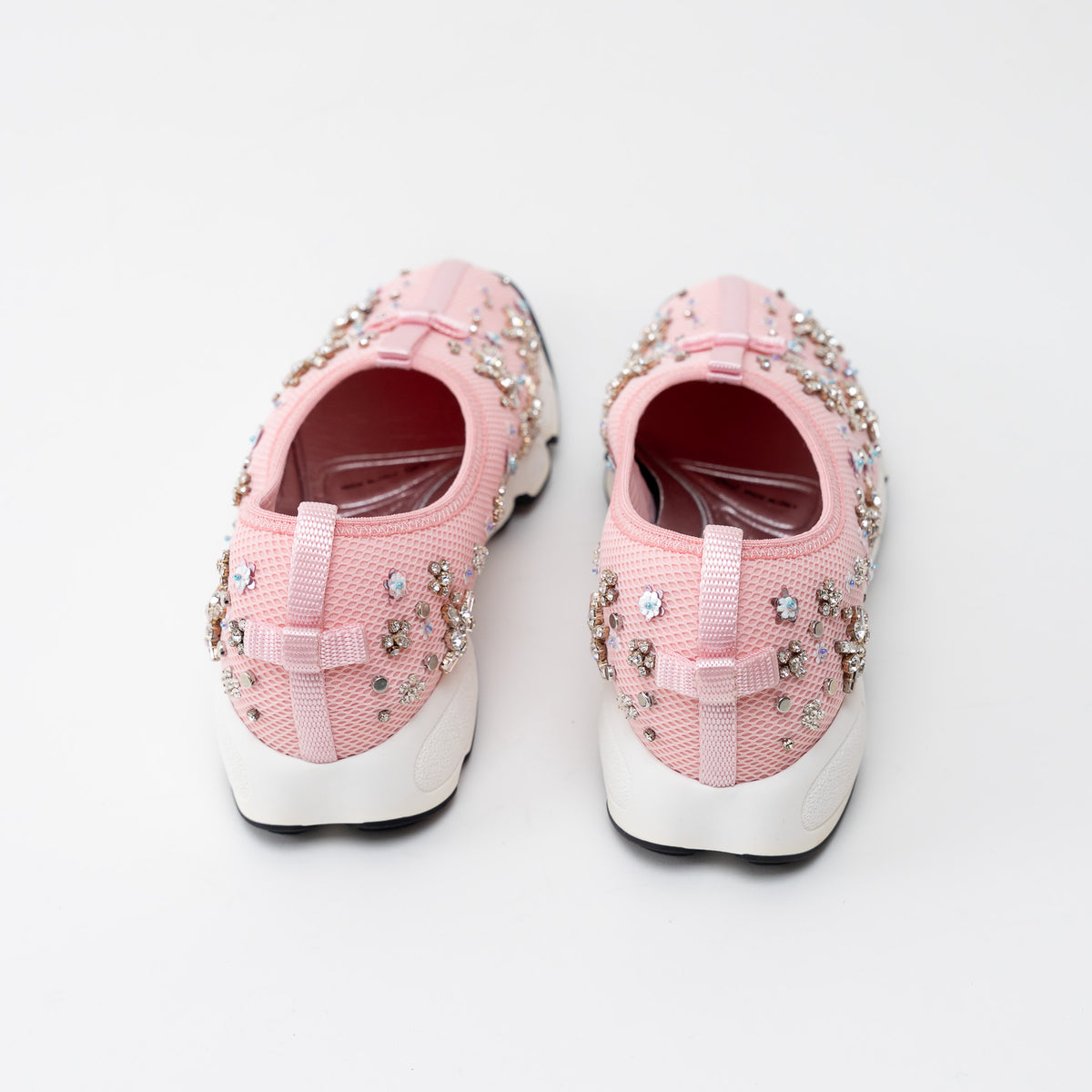 Dior Pink Embellished Mesh Fusion Sneakers Size 38.5