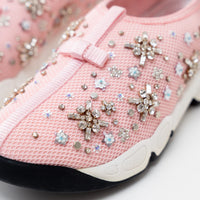 Dior Pink Embellished Mesh Fusion Sneakers Size 38.5