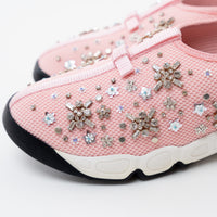 Dior Pink Embellished Mesh Fusion Sneakers Size 38.5