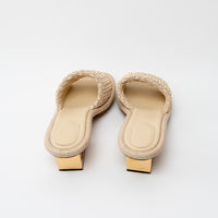 Fendi Beige Raffia Intreccio Baguette Slide Sandals Size 40
