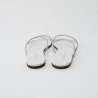Gianvito Rossi White Grained Leather with Crystal Embellishment Slide Sandals Size 41