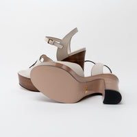 Gucci Cream Leather Interlocking G Cutout Platform Sandal Size 41.5