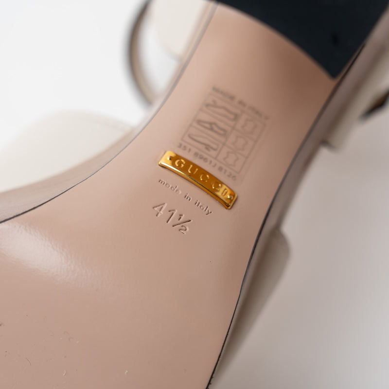 Gucci Cream Leather Interlocking G Cutout Platform Sandal Size 41.5