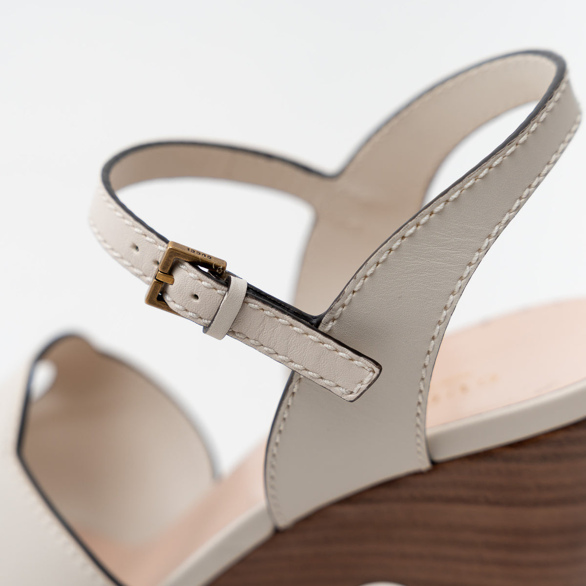 Gucci Cream Leather Interlocking G Cutout Platform Sandal Size 41.5