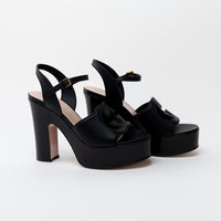 Gucci Black Interlocking G Cutout Platform Sandal Size 40/ Size 41
