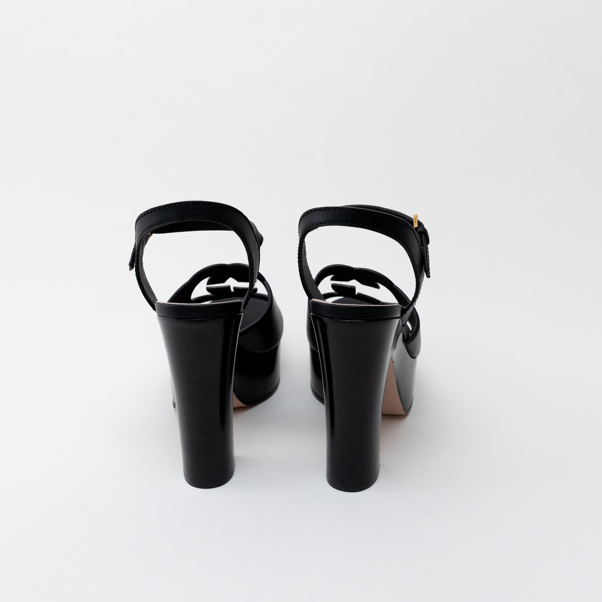 Gucci Black Interlocking G Cutout Platform Sandal Size 40/ Size 41