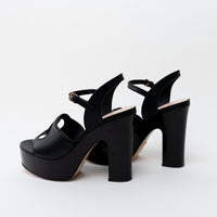 Gucci Black Interlocking G Cutout Platform Sandal Size 40/ Size 41