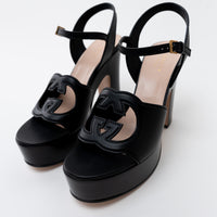 Gucci Black Interlocking G Cutout Platform Sandal Size 40/ Size 41