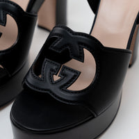 Gucci Black Interlocking G Cutout Platform Sandal Size 40/ Size 41