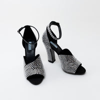 Prada Black Satin Crystal Embellished Sandals Size 41