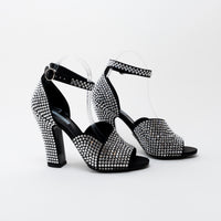 Prada Black Satin Crystal Embellished Sandals Size 41