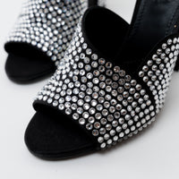 Prada Black Satin Crystal Embellished Sandals Size 41