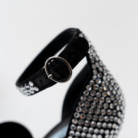 Prada Black Satin Crystal Embellished Sandals Size 41