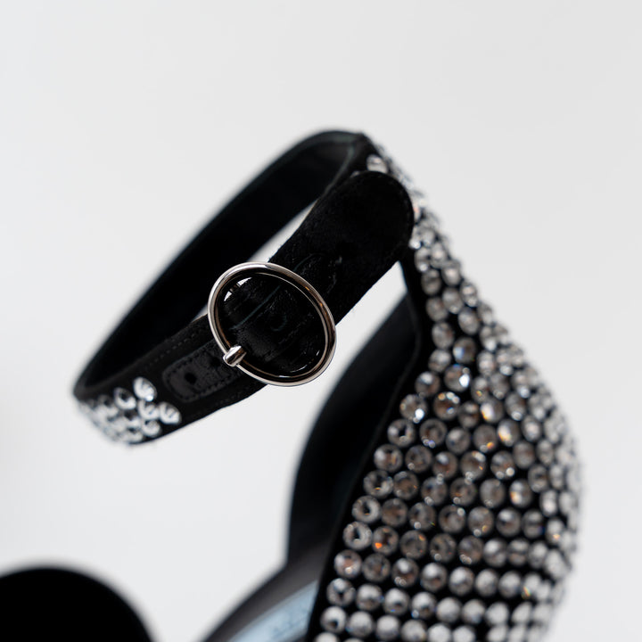 Prada Black Satin Crystal Embellished Sandals Size 41
