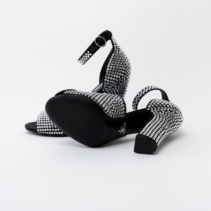 Prada Black Satin Crystal Embellished Sandals Size 41