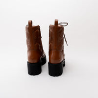 Gucci Monogram Brown Leather Combat Boots Size 38.5
