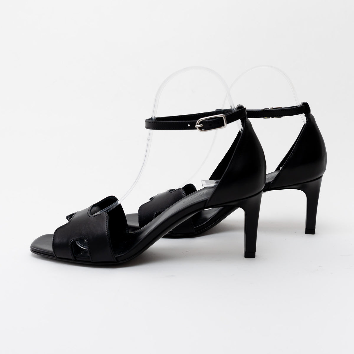 Hermes Noir Leather Joy 70 Sandal Size 37.5