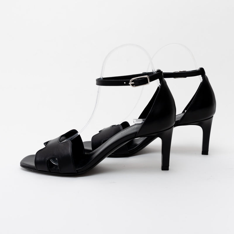 Hermes Noir Leather Joy 70 Sandal Size 37.5