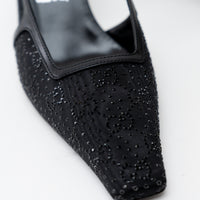Gucci Black Double G Crystal Cloth Sandals Size 42