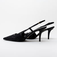 Gucci Black Double G Crystal Cloth Sandals Size 42