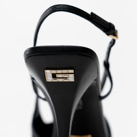 Gucci Black Double G Crystal Cloth Sandals Size 42