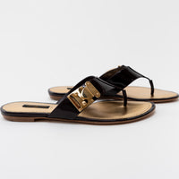 Louis Vuitton Black Patent Leather Thong Sandals Size 38