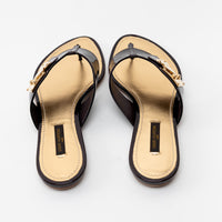 Louis Vuitton Black Patent Leather Thong Sandals Size 38