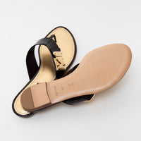 Louis Vuitton Black Patent Leather Thong Sandals Size 38