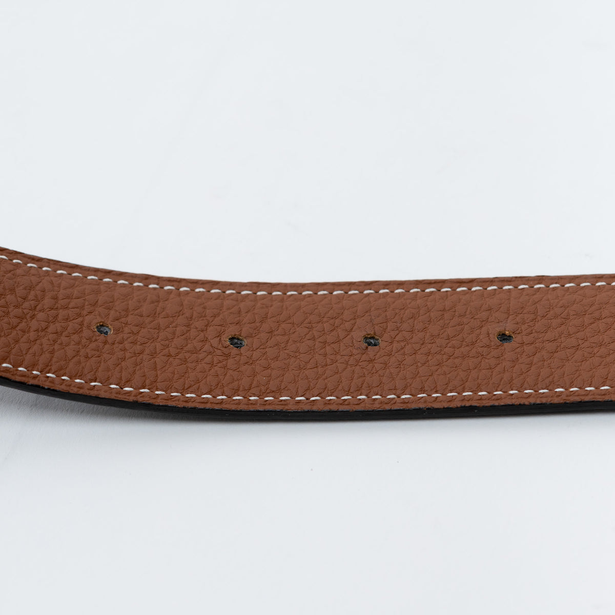 Hermes Black and Gold Leather Reversible Belt with Palladium H Belt Buckle Size 80