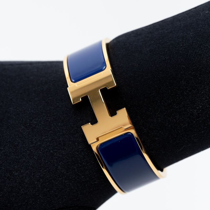 Hermes Gold Royal Blue Clic Clac H bracelet