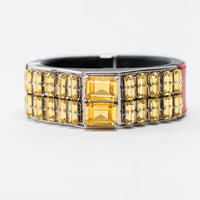 Prada Red and Black Saffiano Leather with Jewel Embellishment Band